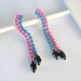 Vintage 1950s One Of A Kind Turquoise Blue Fucsia and Black Rhinestone Earrings