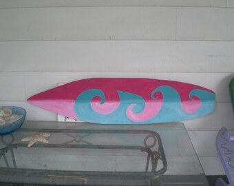 4 Foot Surfboard wall art, Beach decor wall hanging, headboard (Will personalize for free) Kids room sign