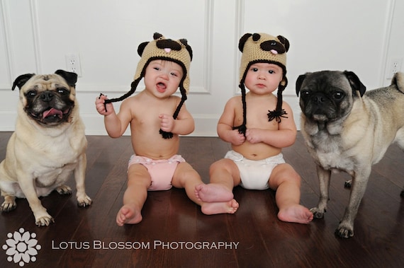 Pug Hat - Crochet pug hat