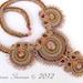 Soutache embroidery necklace in Mauve, Pink, Antique gold and Green