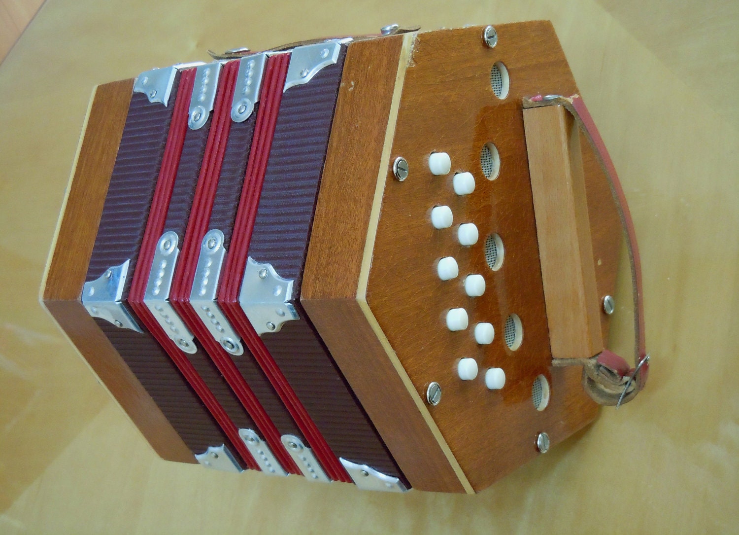 Vintage Mini Hexagonal Accordion / 20Button Anglo Concertina