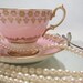 Teacup Saucer ROYAL ALBERT Mid Century Bone China Rose Pink Filigree