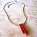 RESERVED FOR MARTHA. rustic antiqued brass necklace. red coral. dagger beads. spikes. minimalist jewelry.