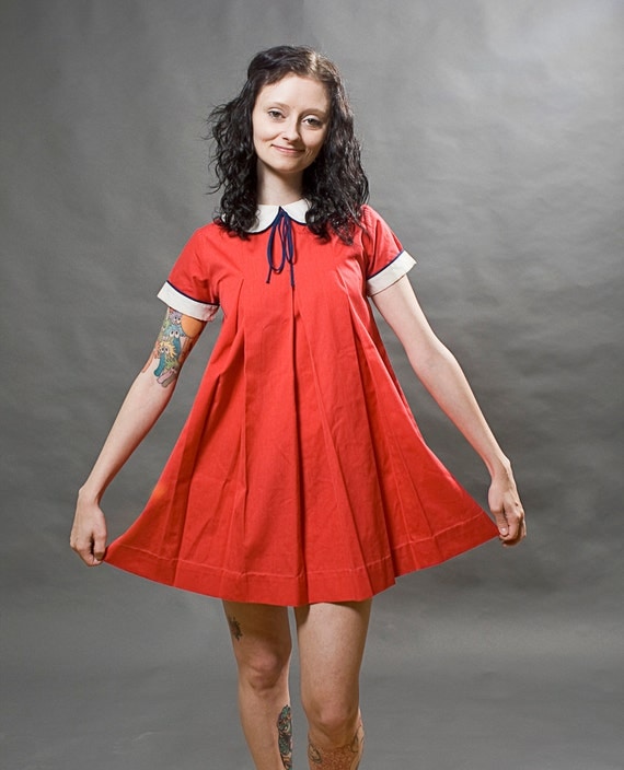 Vintage Red Babydoll Dress Little Orphan Annie Peter by j2vintage