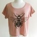 Love Sweet as Honey Bee Animal Style Art Fashion Crop Top Tee Shirt Screen Print Size L