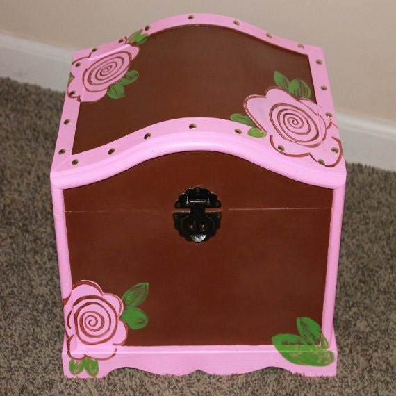 Items similar to Girl's Wood Chest, Keepsake Box, Treasure Trunk