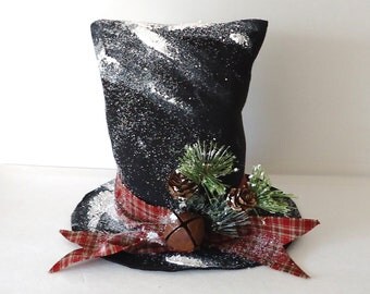 Christmas tree topper Snowman Top Hat, Snowmen, Frosty Snow man, Winter Home Decor, Made to Order