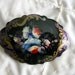 Vintage Russian Lacquer Ware Hand Painted Brooch with Violet Accents and Floral Designs, Russian Folk Art