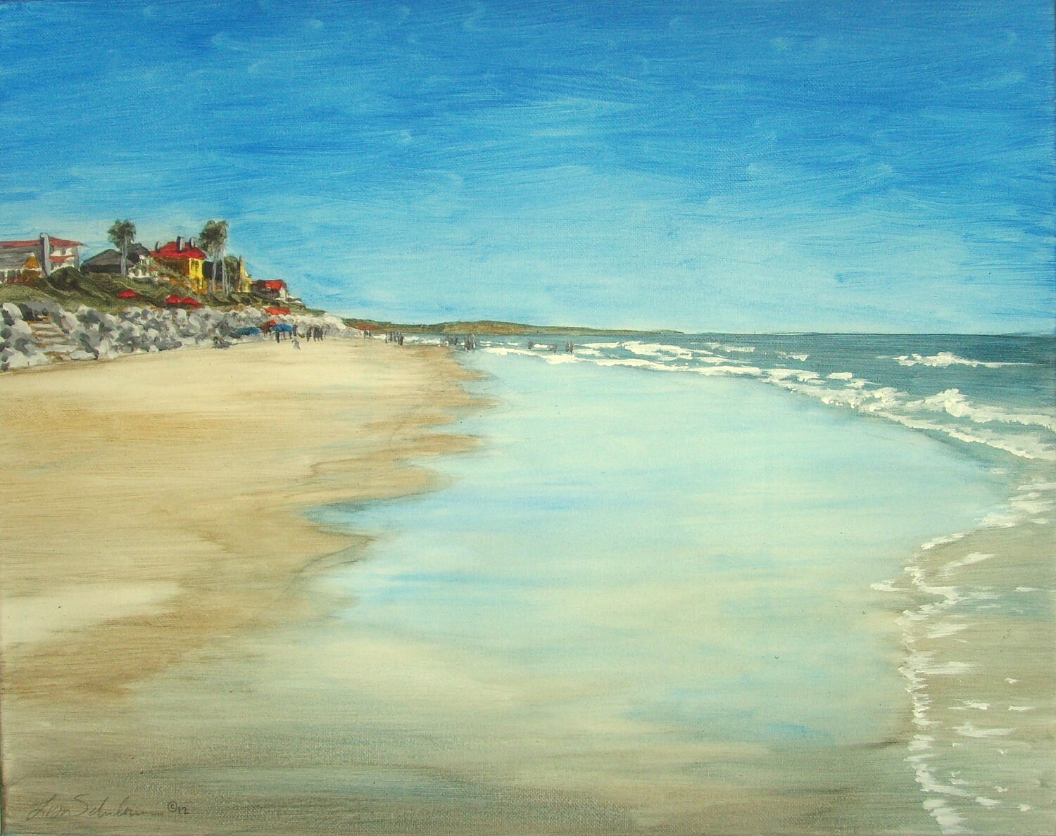 Landscape Painting CA Beach in acrylic original by lisaschulaner