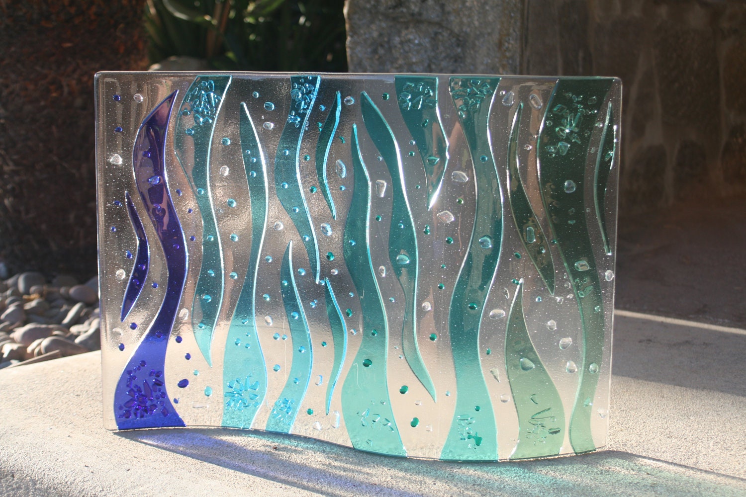 Fused Glass Art Rolling Waves Made to Order