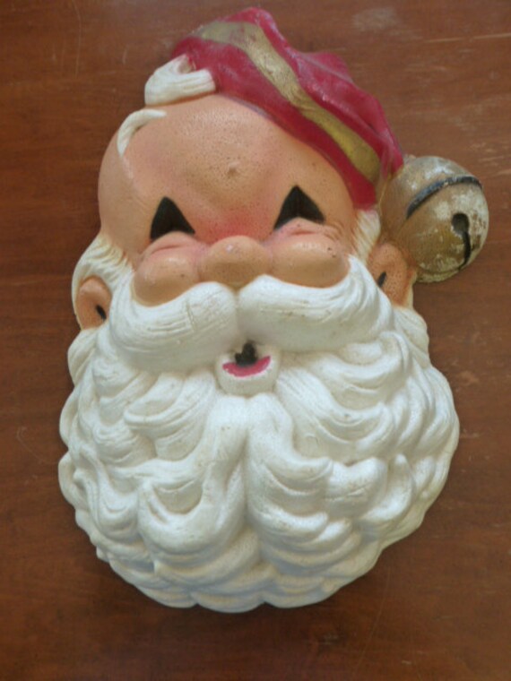 SALE Vintage Large Styrofoam Santa Head Face 1950's by 2xisnice