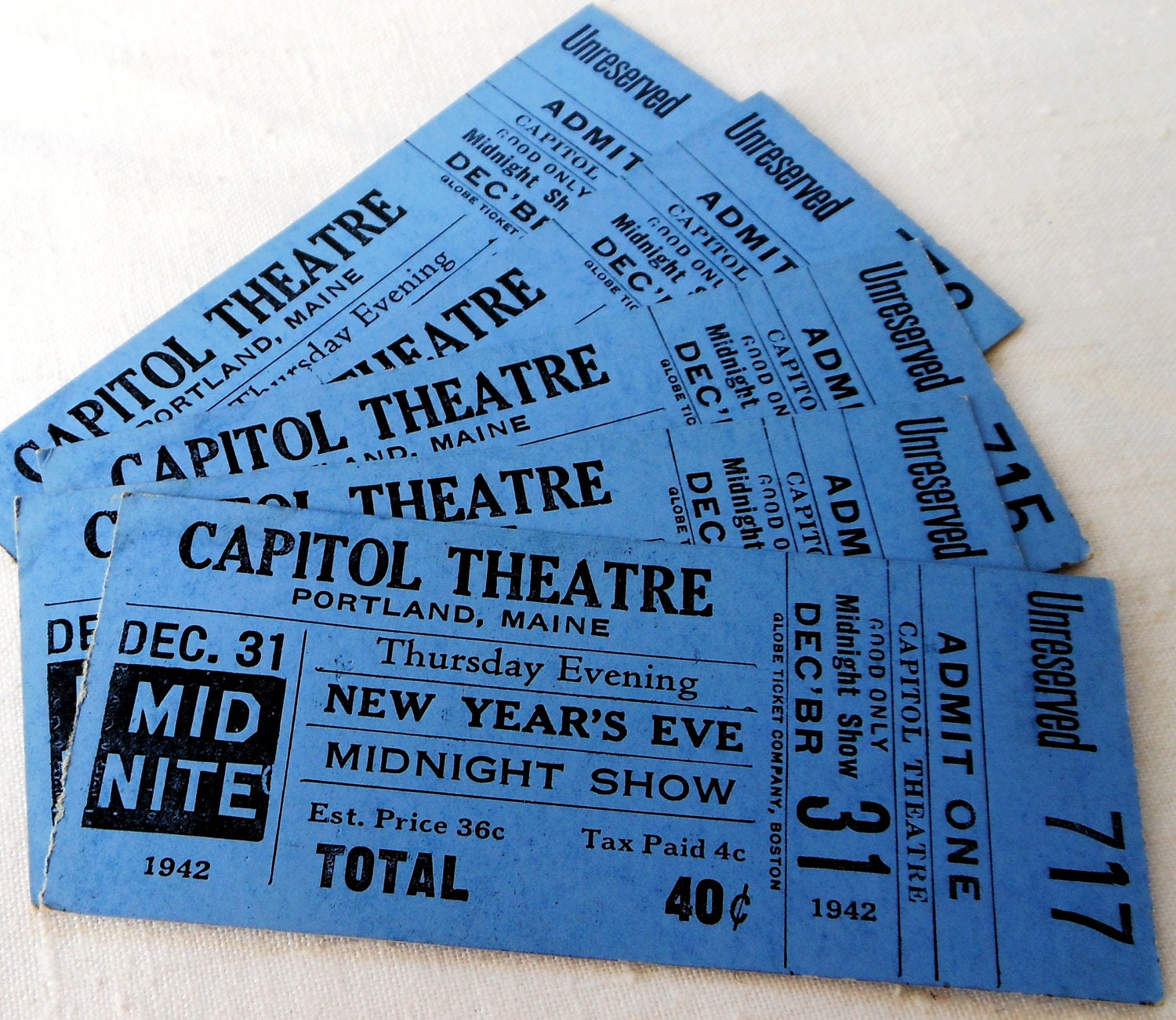 Items similar to 5 Big Vintage WWII Theatre Tickets for the New Years