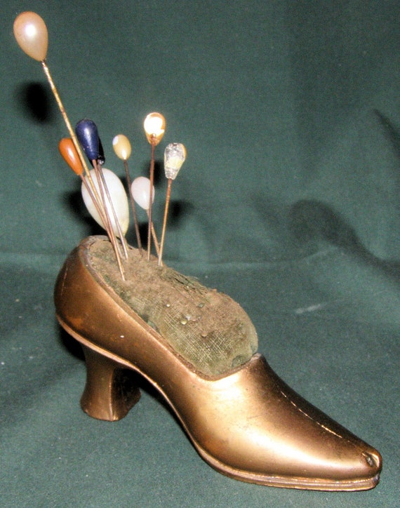 Vintage Metal Shoe Pin Cushion With 9 Hat By Vintagesouthernlady