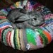 Ugli Donut bunny bed for a medium to med-large sized bunny hand knitted bright arty wool mix