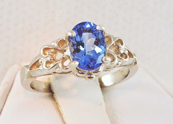 Tanzanite Ring 1.17 Carat Oval Portuguese Cut by WorldGemNetwork