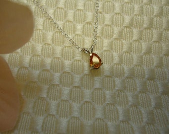 Dainty Pear Cut Yellow Sapphire Necklace in Sterling Silver #400a