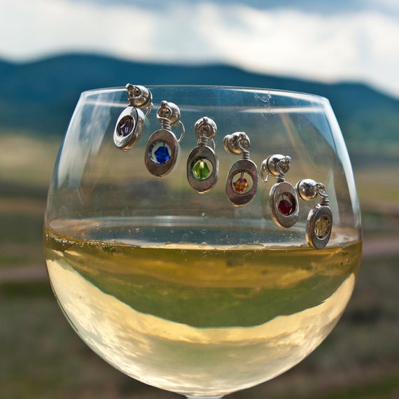 Items similar to Wine Glass Glass Charms 6 jewelry color