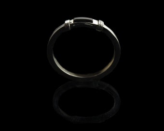 Black Coral in a square sterling silver band with accents