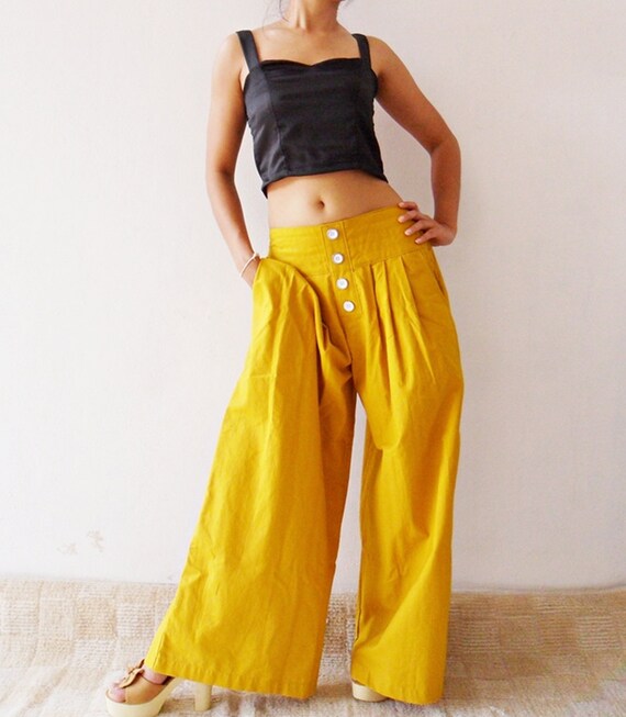 yellow wide leg pants