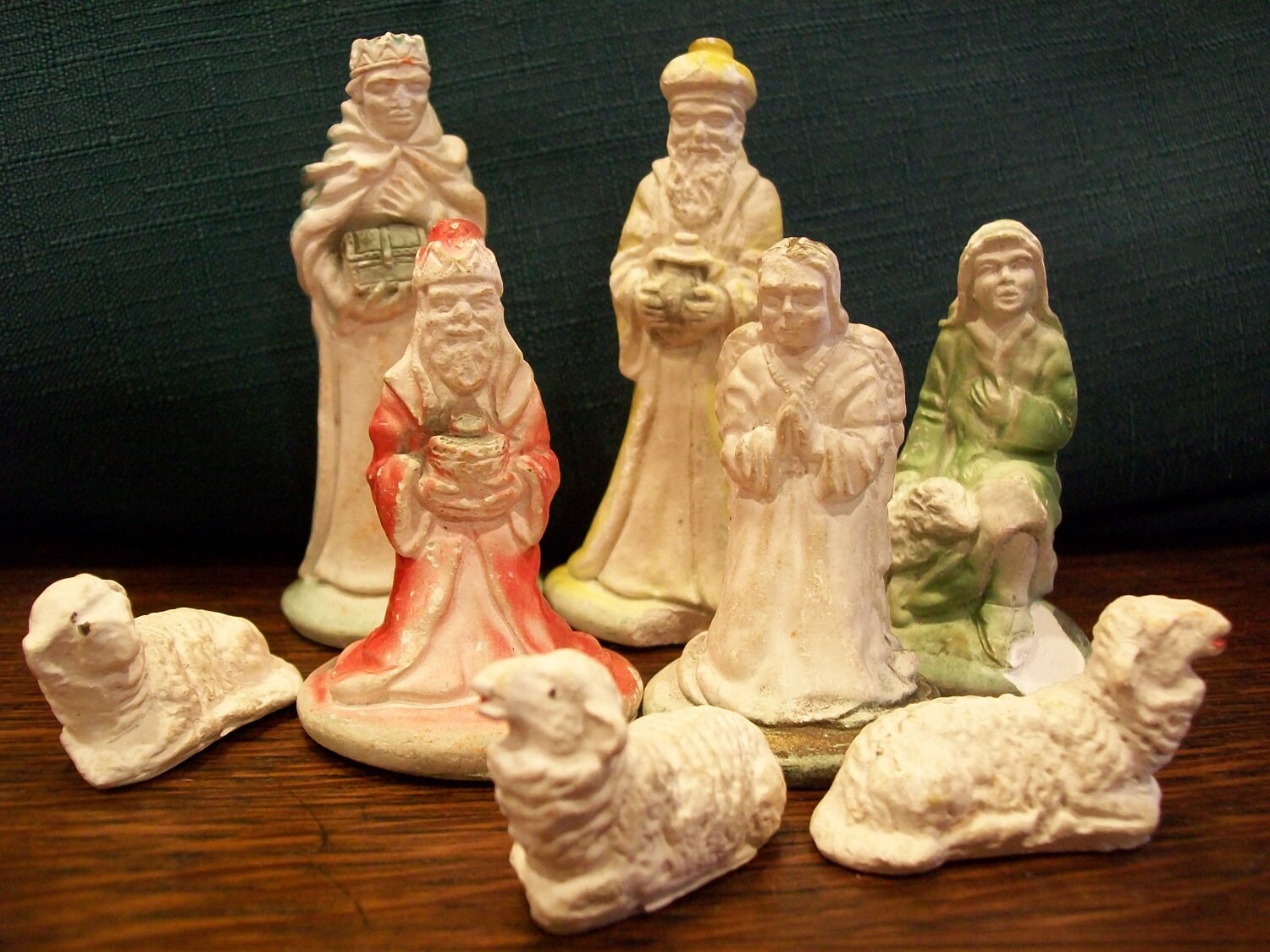 CLEARANCE SALE Vintage Nativity Chalkware Set of 8 Angel