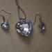 Necklace charm heart shape, clear with matching earrings