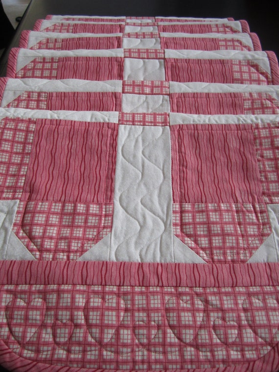 Heart Quilted Placemats Set of 6 by MixedNMingled on Etsy