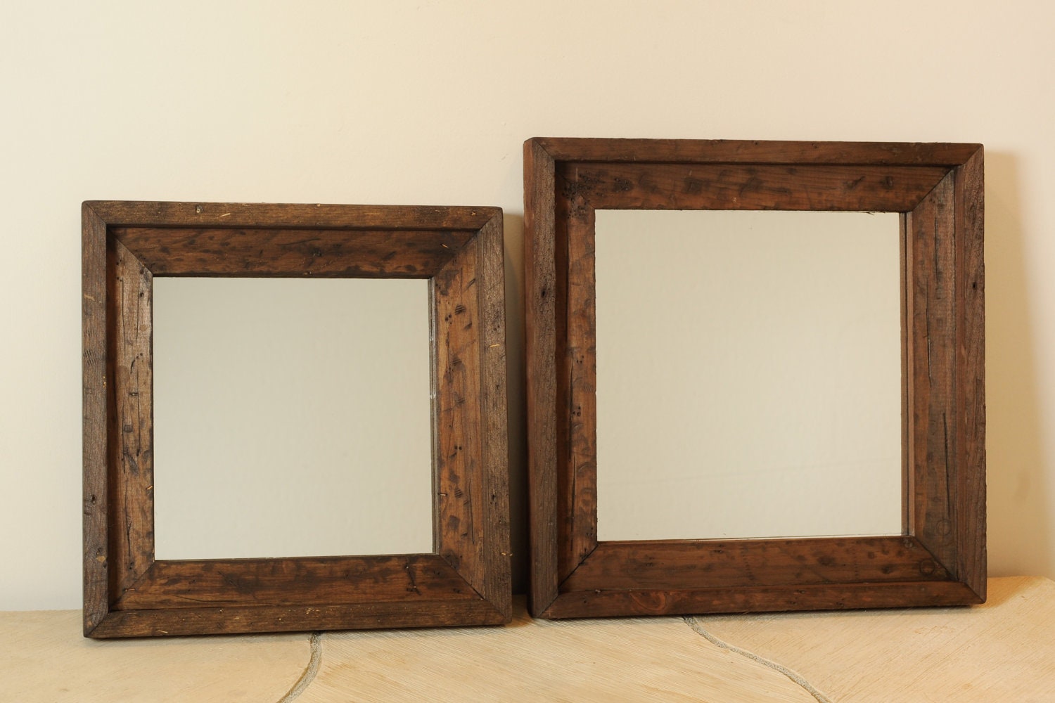 Distressed Wood Mirror Set of Two by englertandenglert on Etsy