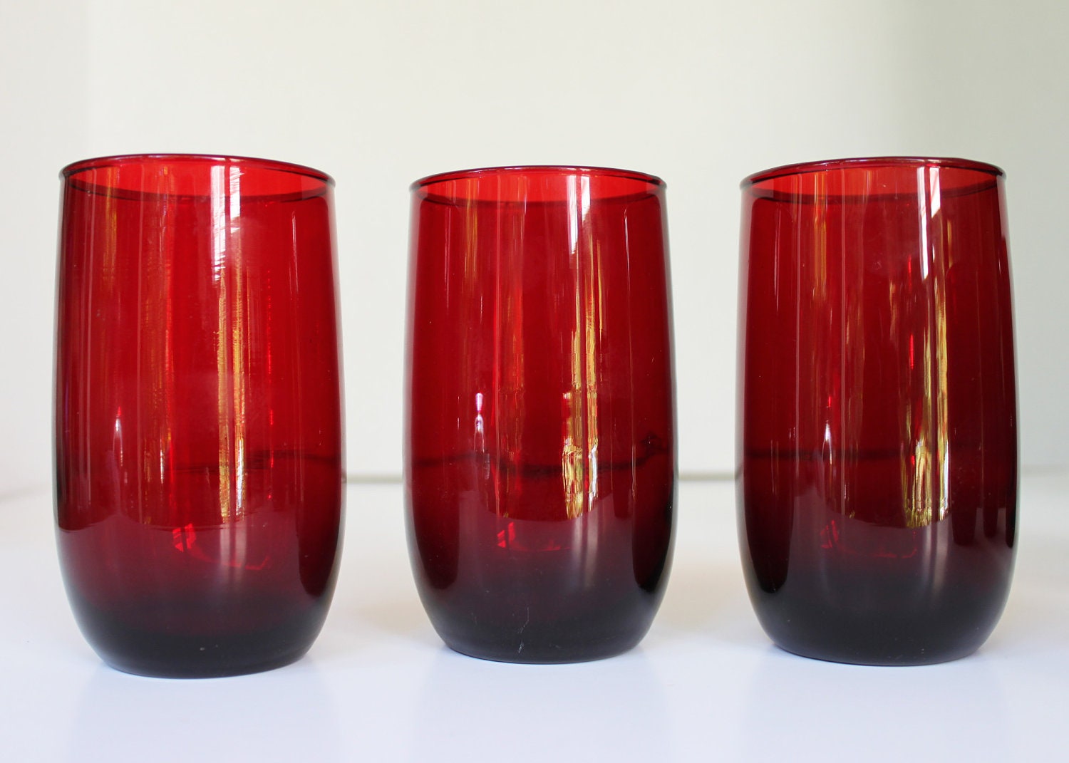Vintage Ruby Red Drinking Glasses set of 6