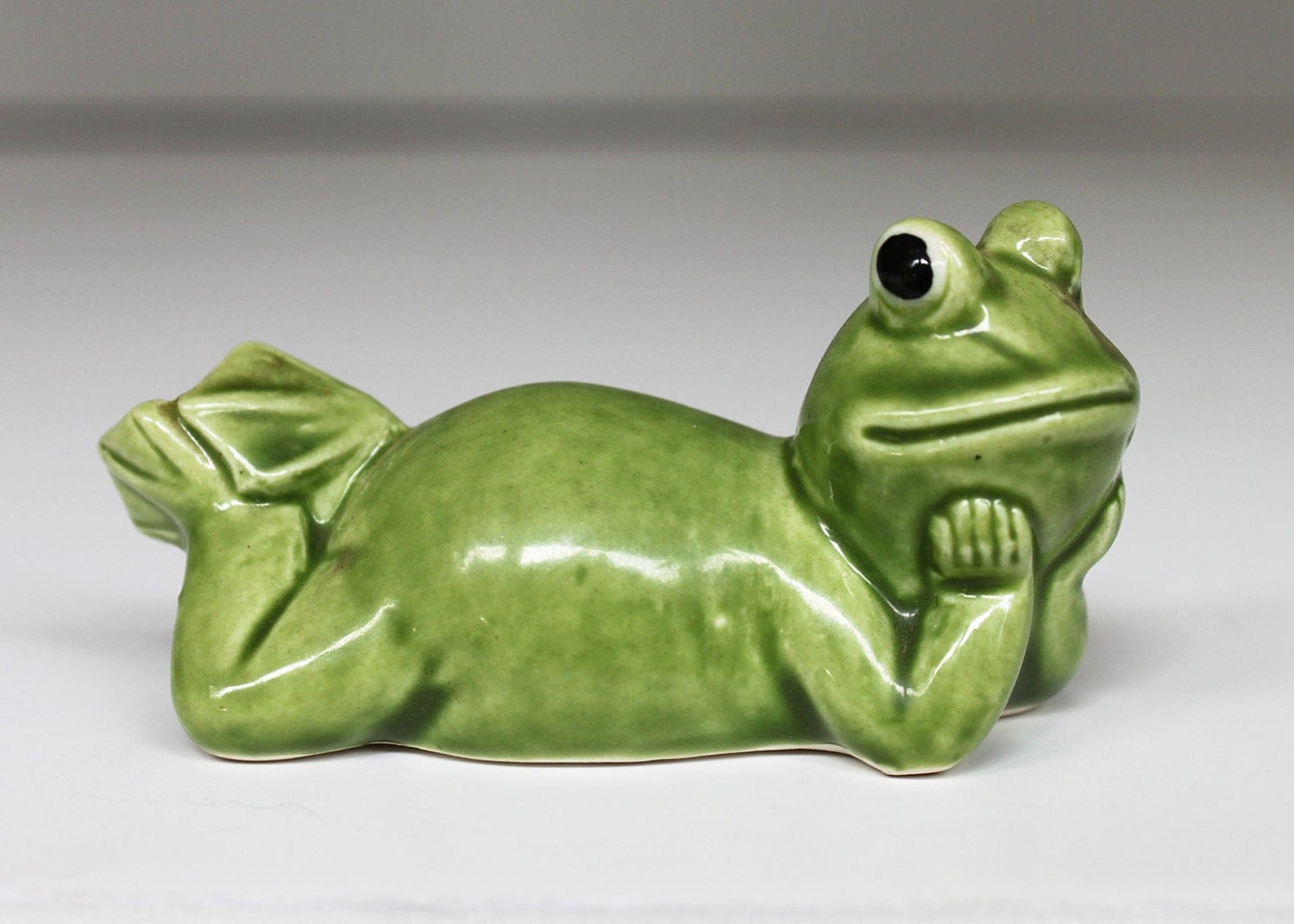 Vintage Green Ceramic Frog Statue Made in Japan by GarnetRow