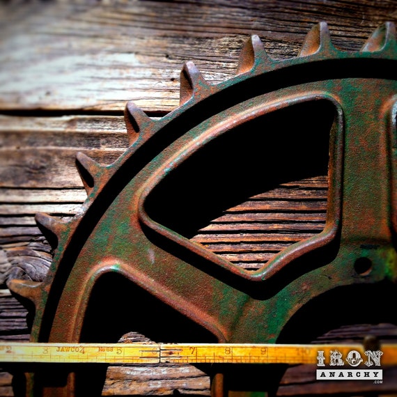 Large Antique Industrial Gear Vintage Cast Iron Metal Wheel