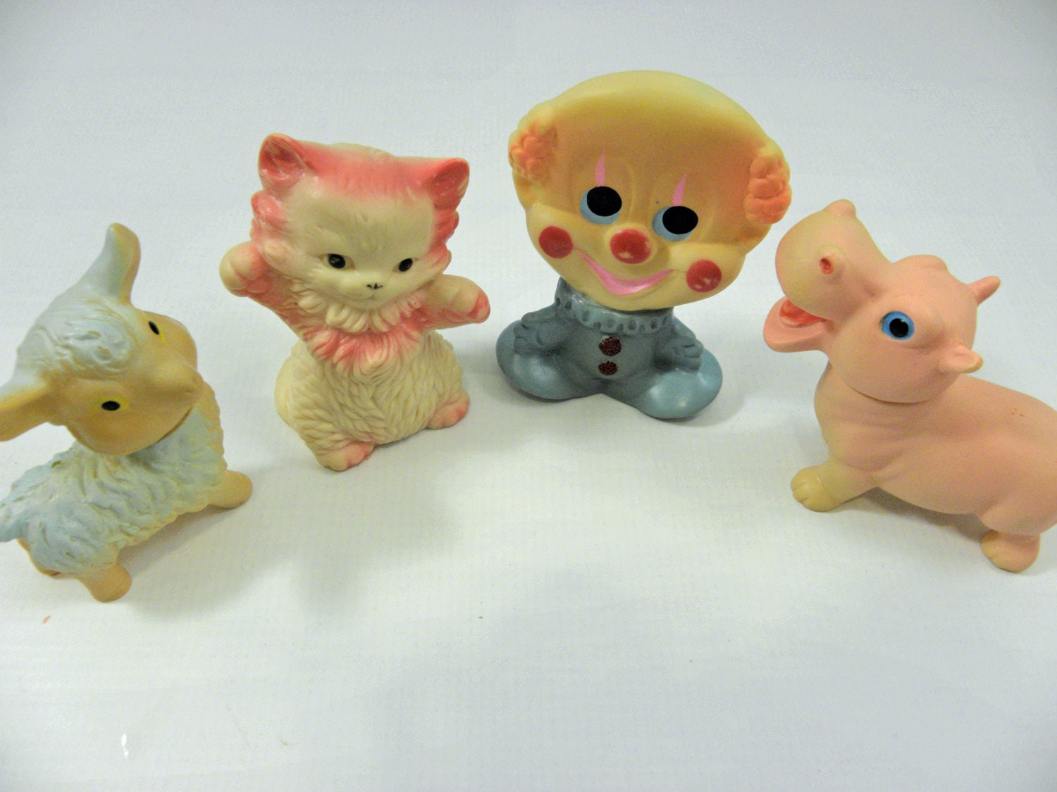 Vintage Children\u0026#39;s Squeaky animal Toys Set of Four from