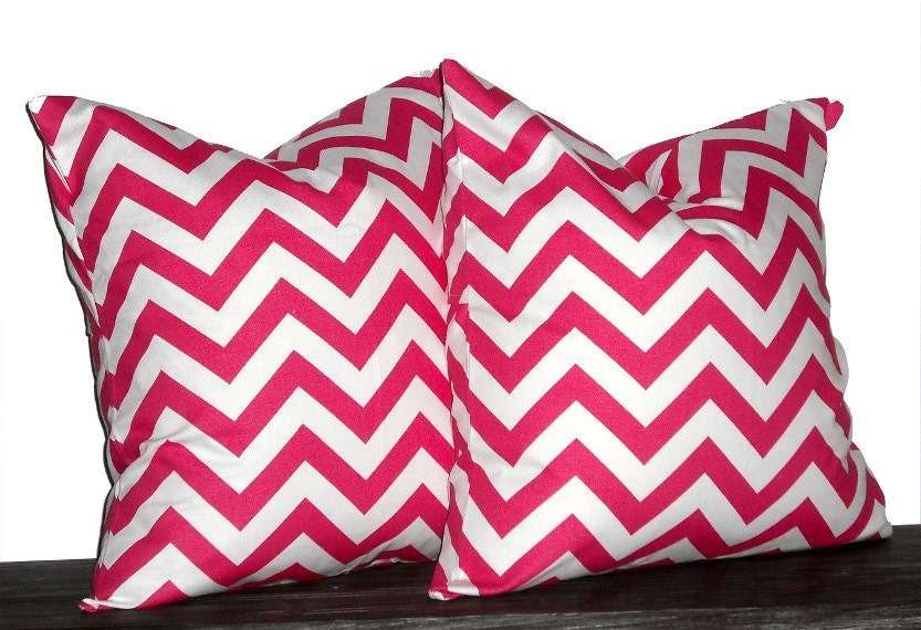 18 Decorative Pillows Pink and White Chevron 18 x 18