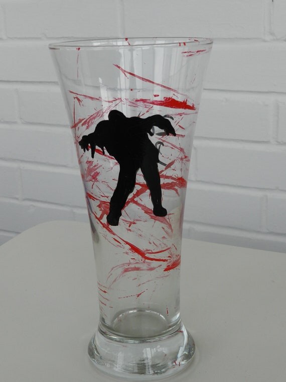 Items similar to Zombie Beer Glass Hand Painted Zombie Glass on Etsy