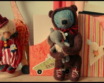 Super DEAL 2 PDF Epatterns for 13 inch Teddy Bear from Childhood and 5 inch Clown Elephant Girl - by Sasha Pokrass