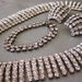 Vintage Rhinestone Bib Fringe Necklace, Bracelet and Pierced Earrings, Silver Tone, Bridal Parure