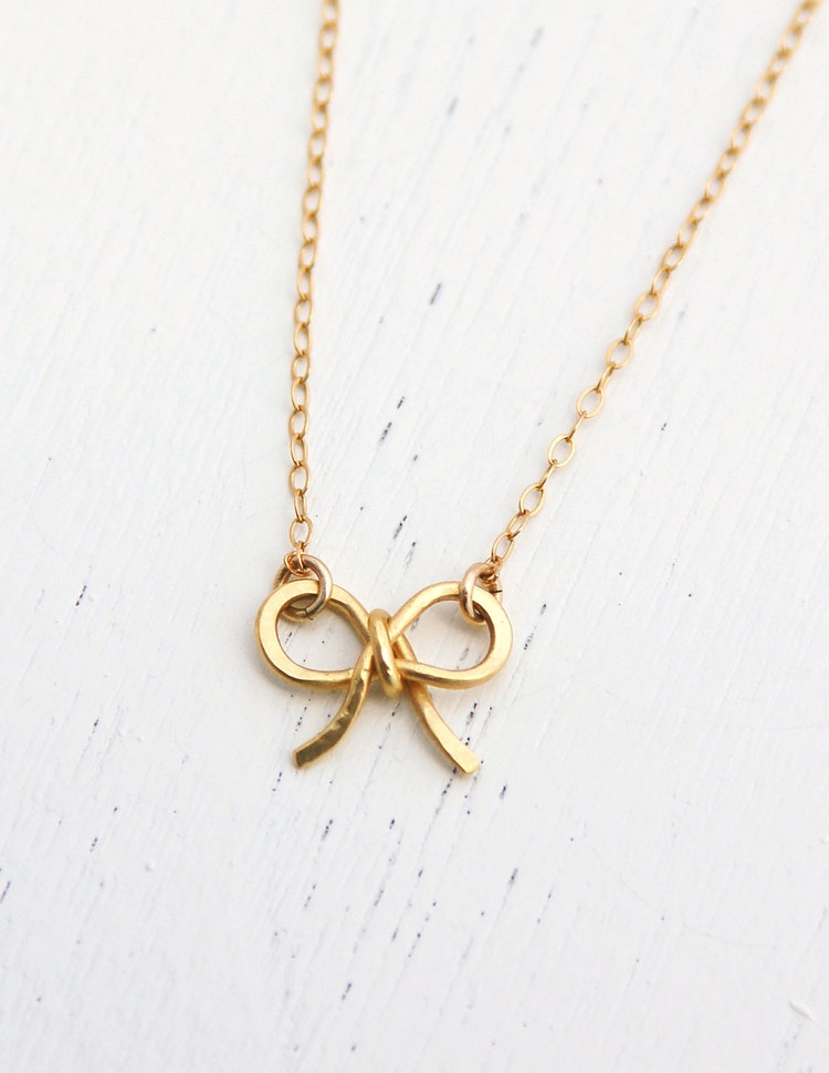 Bow Necklace gold necklace gold bow bridesmaid by maylovely