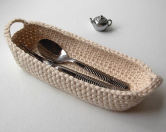 Cotton Basket Crochet Basket natural white