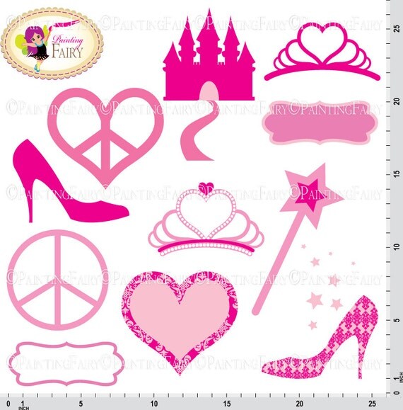 Princess Accessories Clipart Tiara Castle Peace Love Heart