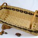 Long Shaker Style Handwoven Basket with Handles and Black Accent