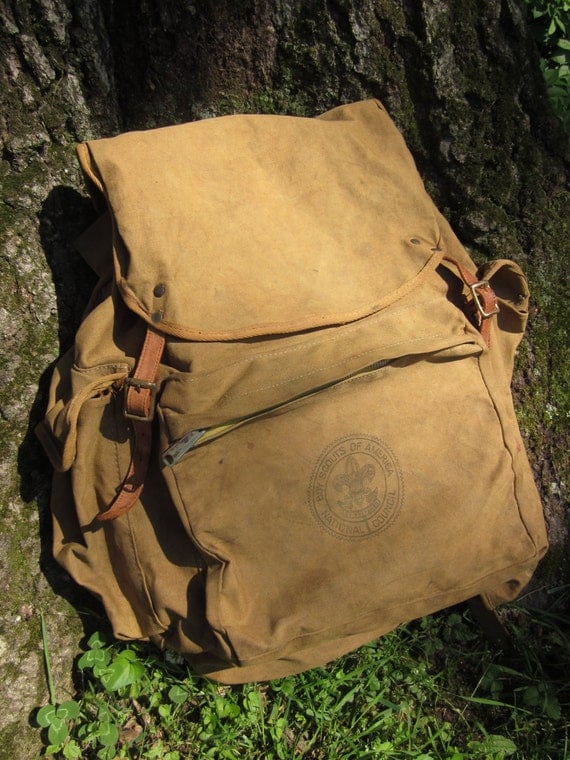 vintage boy scout canvas backpack