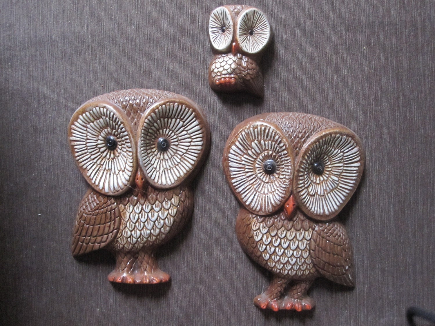 Vintage family of owls wall hangings by knickknacking on Etsy