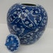 Large Asian Chinese Cobalt Blue and White Flower Porcelain Ginger Jar with Lid - Made in China