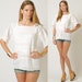 SALE - Vintage Top - 70s White Lace square neck Hippie Boho pin tuck pleated Top Blouse - S/M
