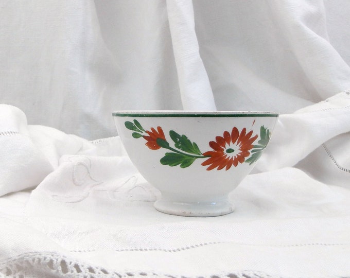 Small Vintage Ceramic French Farmhouse Ceramic Café au Lait Bowl Coffee Bowl with Hand Painted Flower Pattern, Country Cottage Decor France Small Vintage Ceramic French Farmhouse Ceramic Café au Lait Bowl Coffee Bowl with Hand Painted Flower Pattern, Country Cottage Decor France