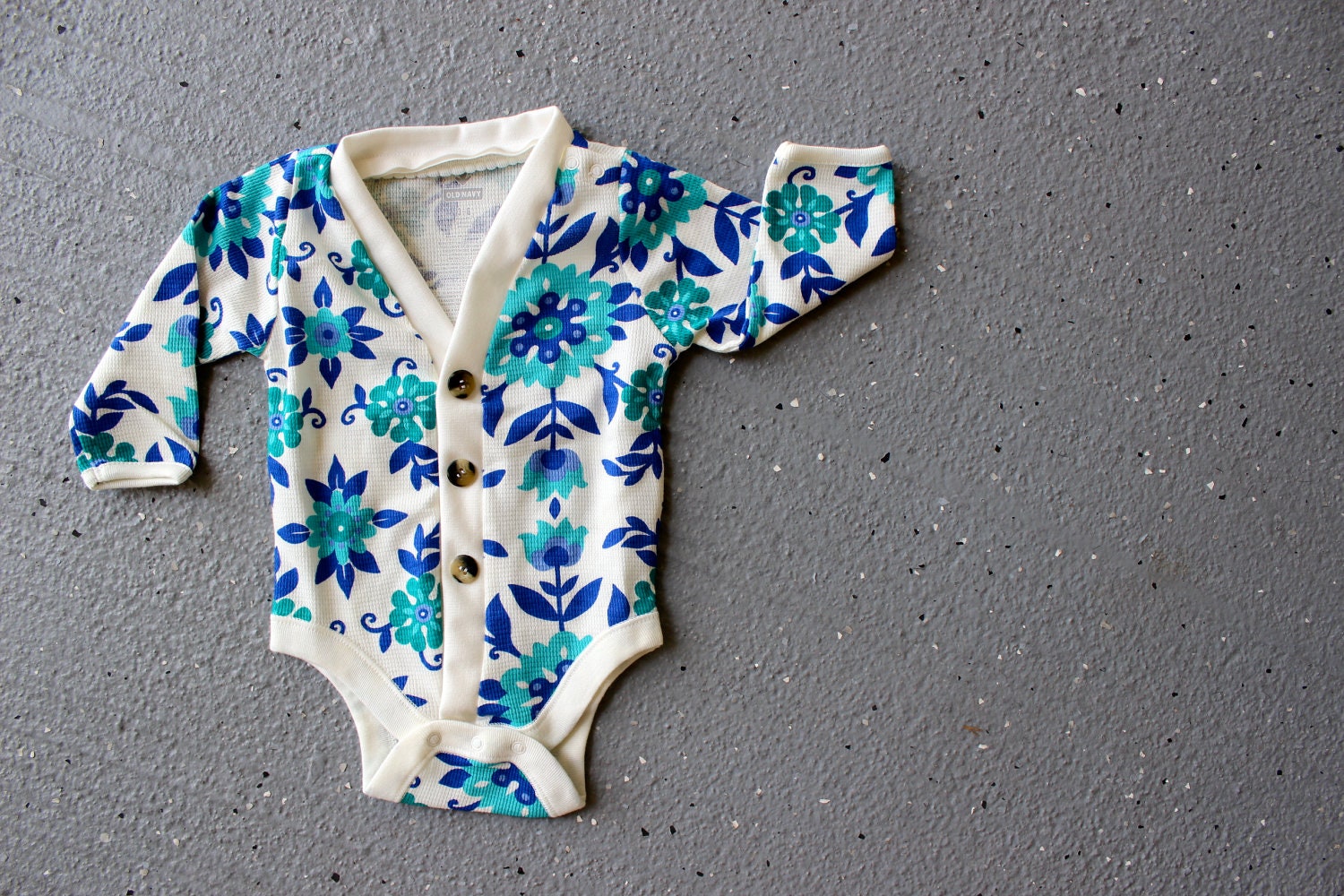 Baby Cardigan Onesie Blue Floral Perfect for a Fall or
