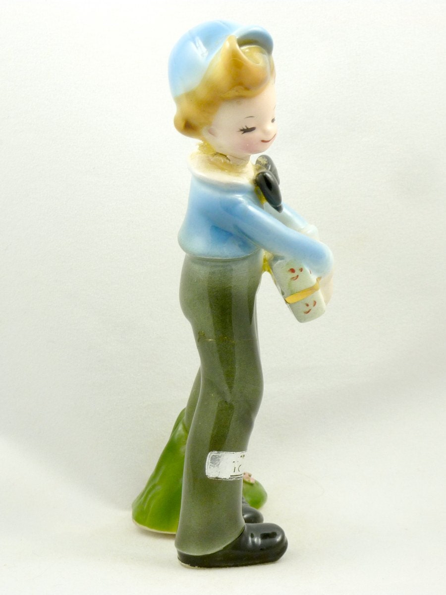 Vintage Josef Originals TONI Boy Holding Present Gift Figurine