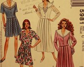 Two-Piece Dress -1990's - McCall's Pattern 5981   Uncut  Sizes 10-12-14  Bust 32.5-34-36"
