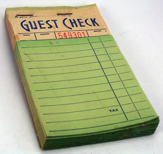 Guest Check Booklet Green 2516 Vintage Order by blaylocksteamworks