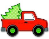 Items similar to Red Pickup with Christmas Tree Machine Applique Embroidery Design No. C04 on Etsy