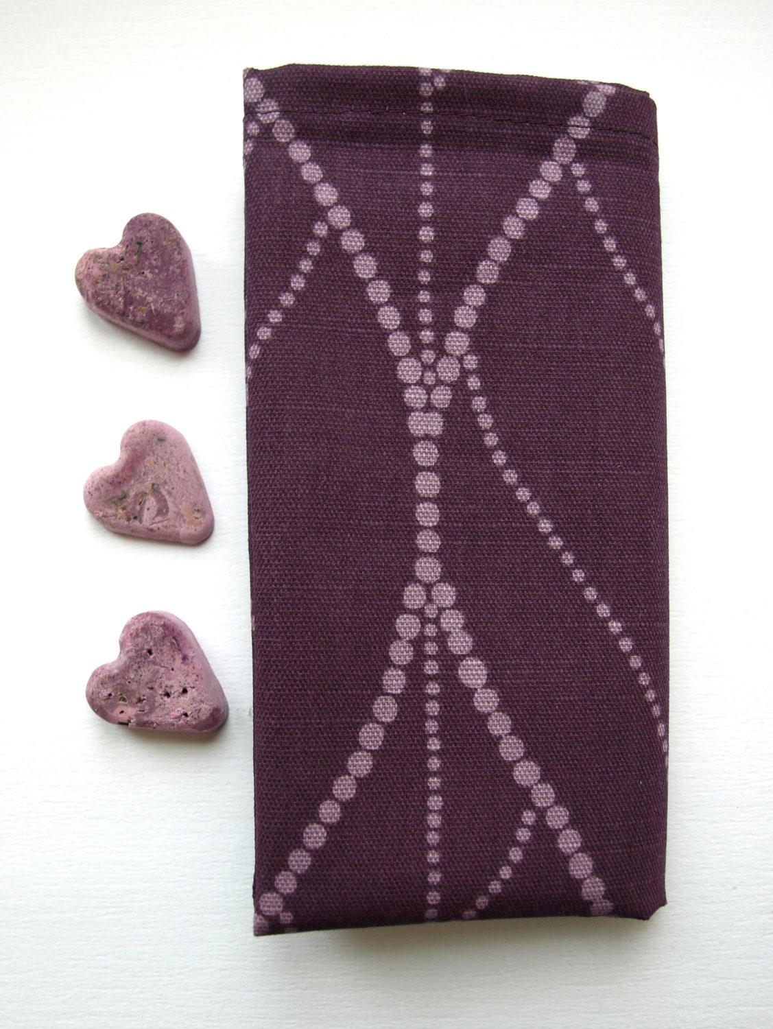 Napkins plum purple with abstract leaves sq.18 SET of 2